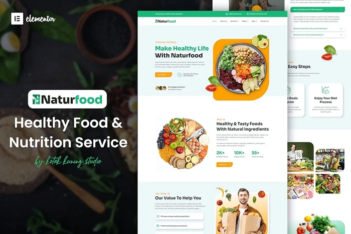 Naturfood – Healthy Food & Nutrition Specialist Elementor Template Kit 1.0.0