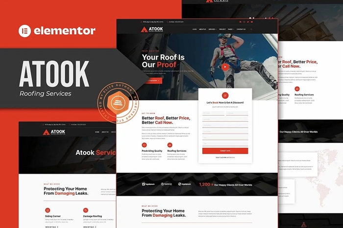 Atook – Roofing Services Elementor Template Kit 1.0.0