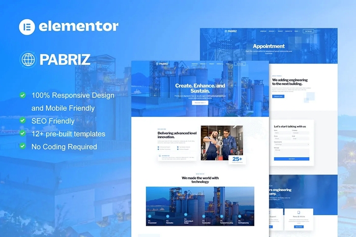 Pabriz – Engineering & Industrial Service Elementor Template Kit 1.0.0