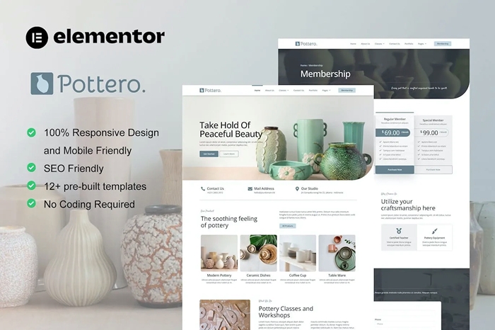 Pottero – Pottery & Ceramics Studio Elementor Template Kit 1.0.0
