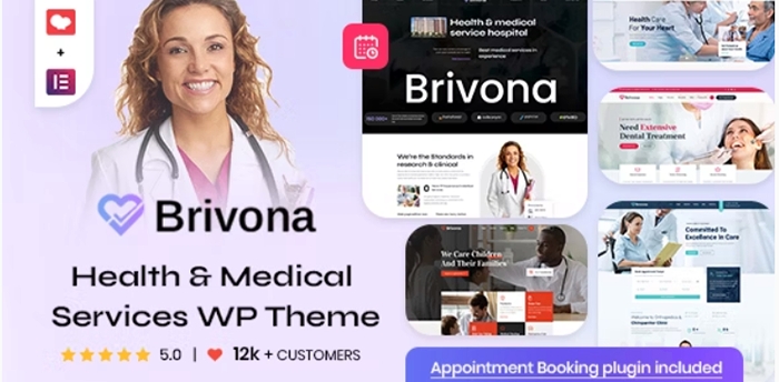Brivona – Clinical Websites WordPress Theme with Appointments Booking 5.5