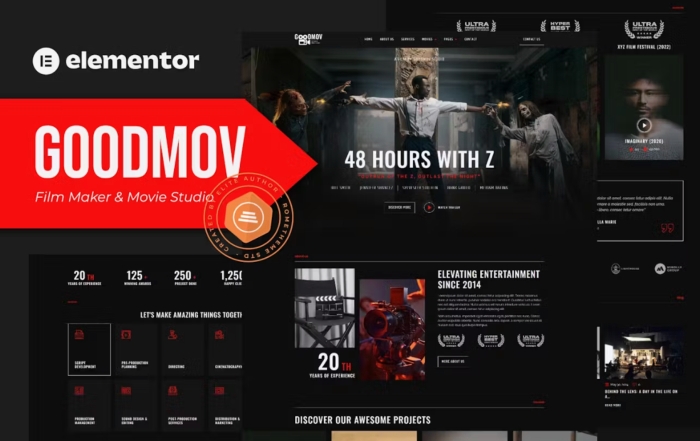 Goodmov - Film Maker & Movie Studio Elementor Template Kit 1.0.0