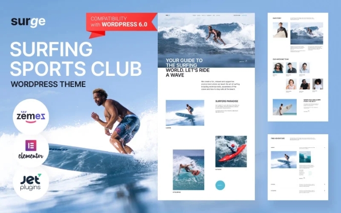 Surge – Surfing Sports Club WordPress Theme 1.0.1