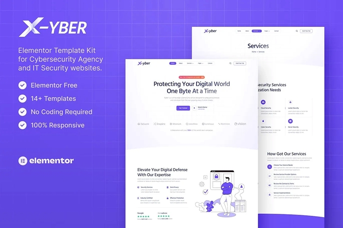 Xyber – Cybersecurity Agency & IT Security Elementor Template Kit 1.0.0