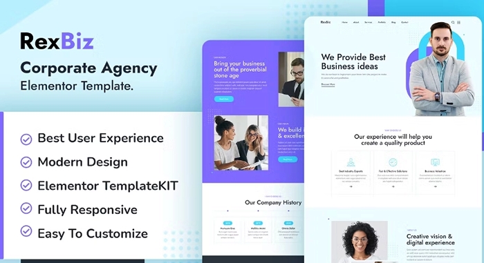 Rexbiz – Corporate Agency Elementor Template Kit 1.0.0