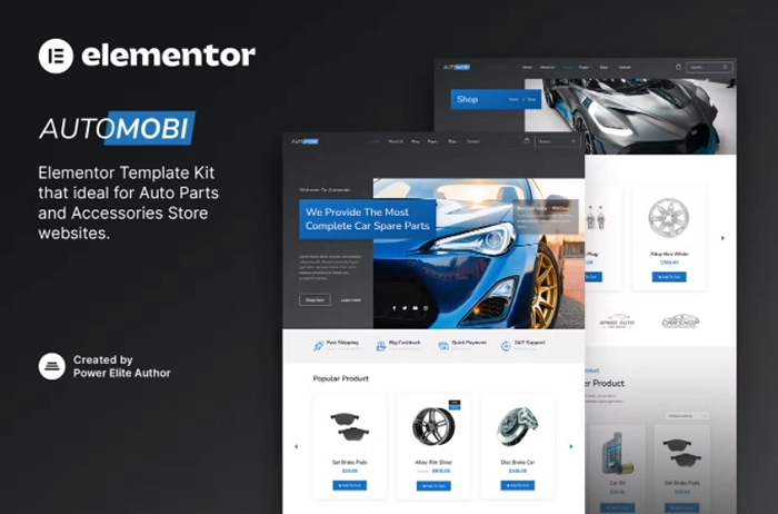 Automobi – Auto Parts Store & Accessories Elementor Template Kit 1.0.0