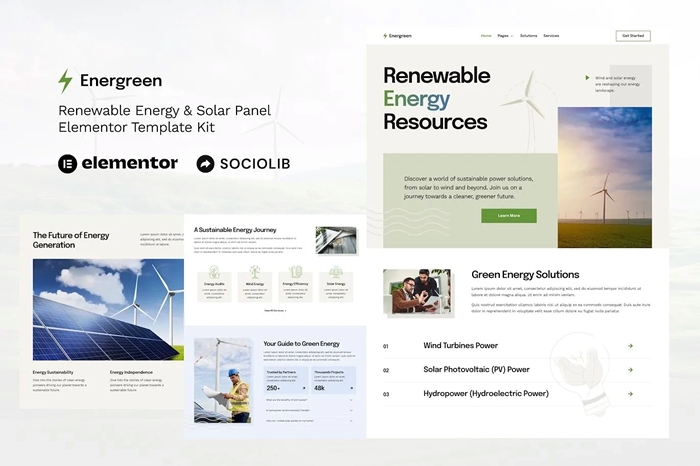 Energreen - Renewable Energy & Solar Panel Elementor Template Kit 1.0.0