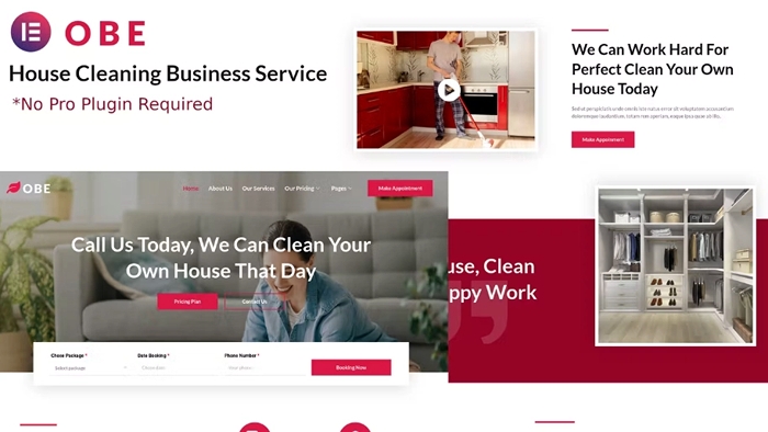 Obe – House Cleaning Business Elementor Template Kits 1.0.0