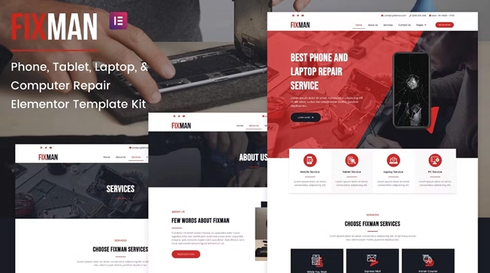 Fixman - Smartphone & Laptop PC Repair Elementor Kit 1.0.0