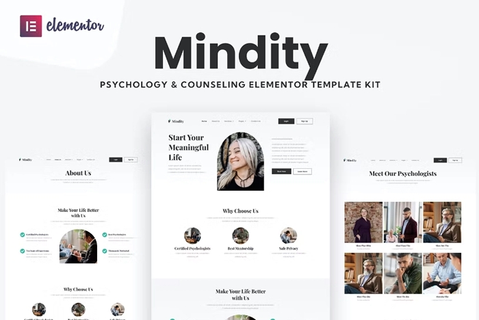 Mindity – Psychologist Teraphist Elementor Template Kit 1.0.0