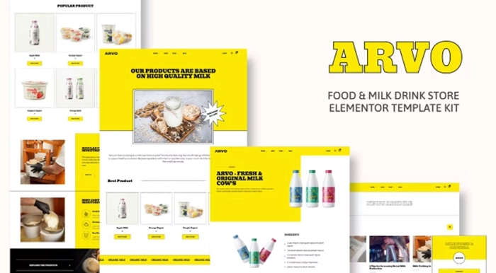 Arvo – Food & Milk Drink Store Elementor Template Kit 1.0.0