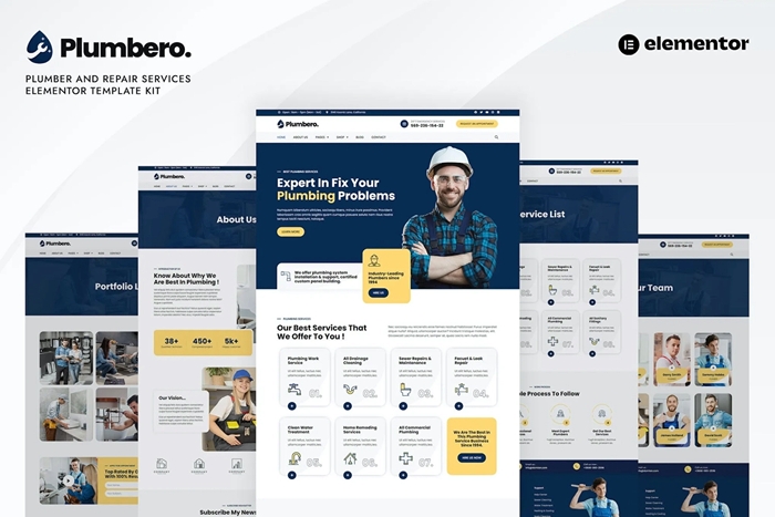 Plumbero – Plumber & Repair Services Elementor Template Kit 1.0.0