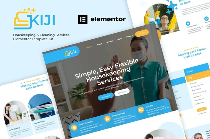 Kiji - Houskeeping & Cleaning Services Elementor Template Kit 1.0.0