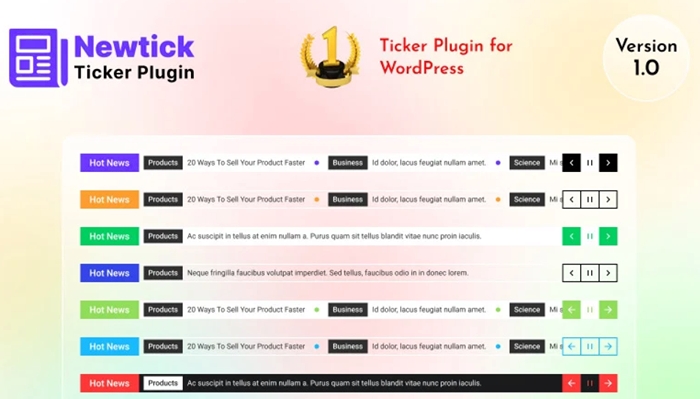 Newtick – Ticker WordPress Plugin for Sticky and Sidebar 1.0.0