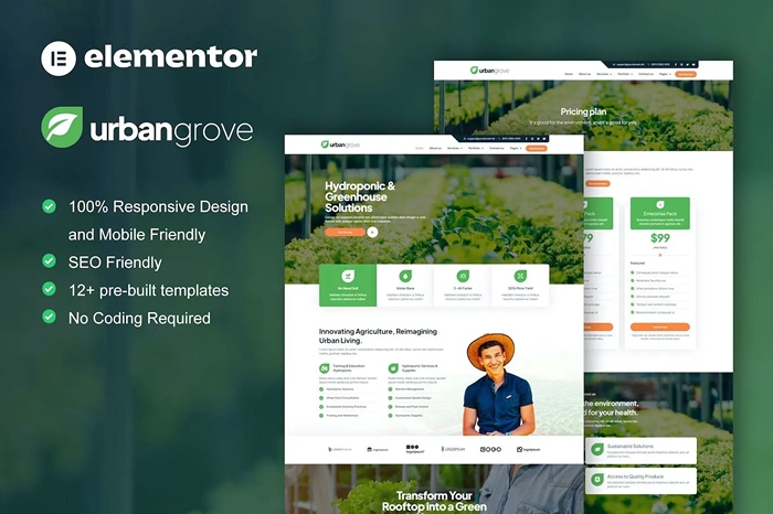 UrbanGrove – Hydroponic & Agriculture Elementor Template Kit 1.0.0