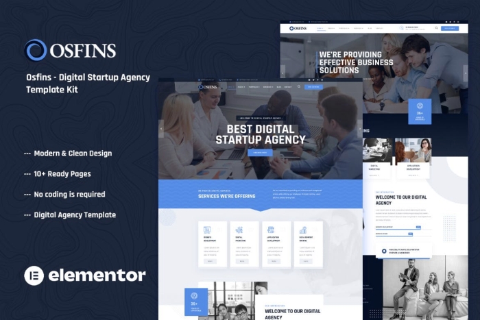 Osfins – Digital Startup Agency Elementor Template Kit 1.0.0