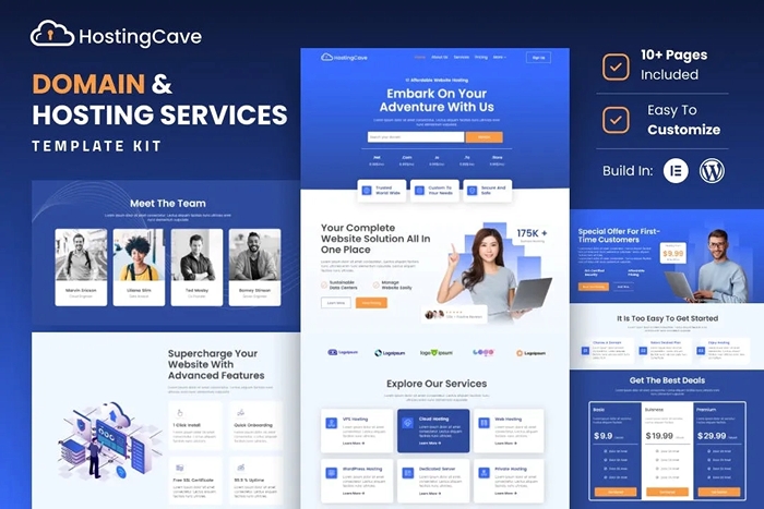 Hostingcave – Web Hosting Services Elementor Template Kit 1.0.0