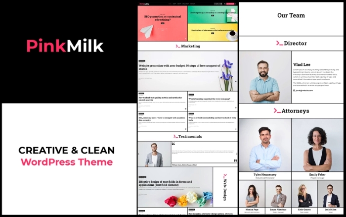 PinkMilk WP Theme – Creative And Clean Theme For Corporate Websites 1.0.0