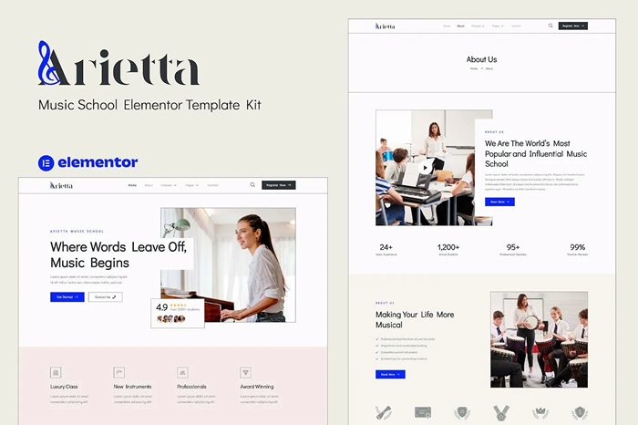 Arietta - Music School Elementor Template Kit 1.0.0