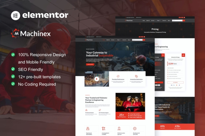 Machinex – Engineering & Industrial Service Elementor Template Kit 1.0.0