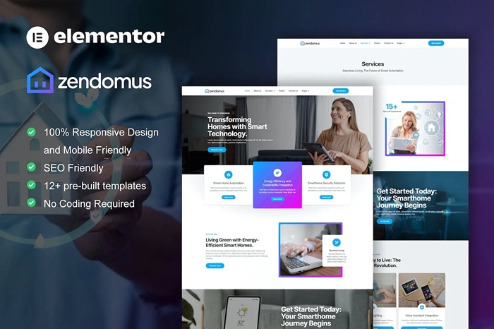 Zendomus – Smart Home & Technology Services Elementor Pro Template Kit 1.0.0