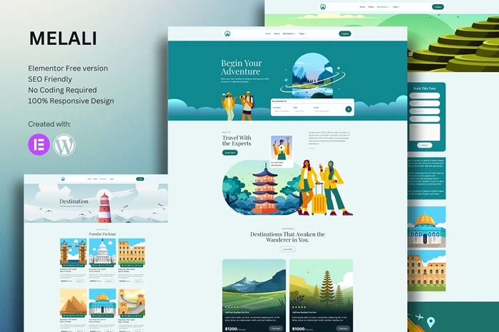 Melali – Tour & Travel Agency Elementor Template Kit 1.0.0