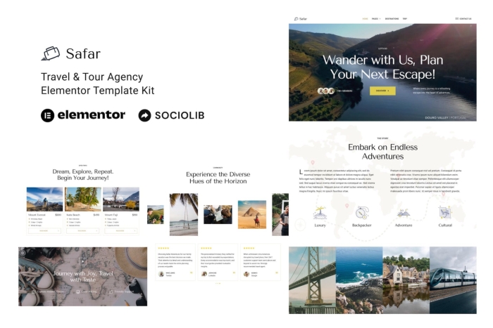 Safar – Travel & Tour Agency Elementor Template Kit 1.0.0