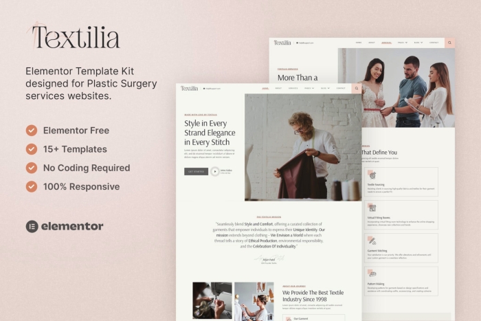 Textilia – Textile & Garment Industry Elementor Template Kit 1.0.0