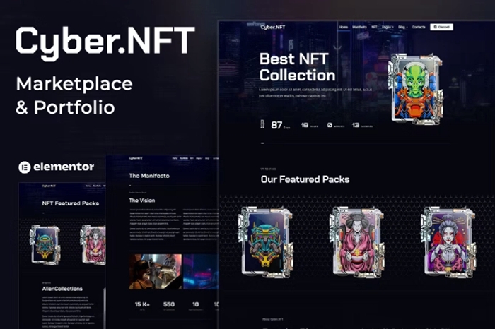 Cyber.NFT Marketplace & Portfolio Elementor Template Kit 1.0.0