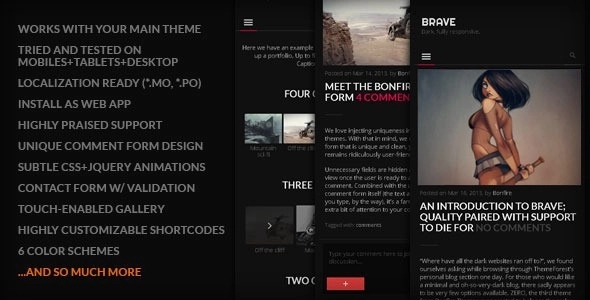 BRAVE – A dark clean fully responsive WP theme 1.3