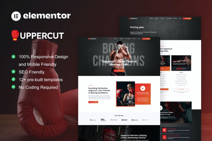 Uppercut – Boxing School & Martial Arts Elementor Pro Template Kit 1.0.0