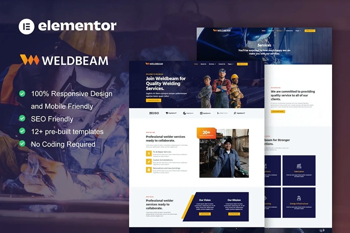 WeldBeam – Welding Services & Industrial Elementor Template Kit 1.0.0