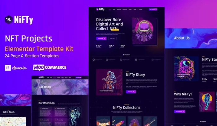NiFTy - NFT Project & Portfolio WordPress Elementor Template Kit 1.0.0