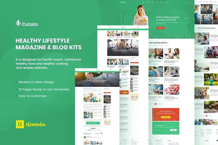 Cutato – Healthy Lifestyle Magazine & Blog Elementor Template Kit 1.0.0