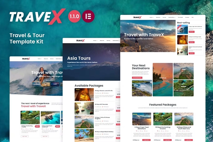 TraveX – Travel & Tour Agency Elementor Template Kit 1.0.0