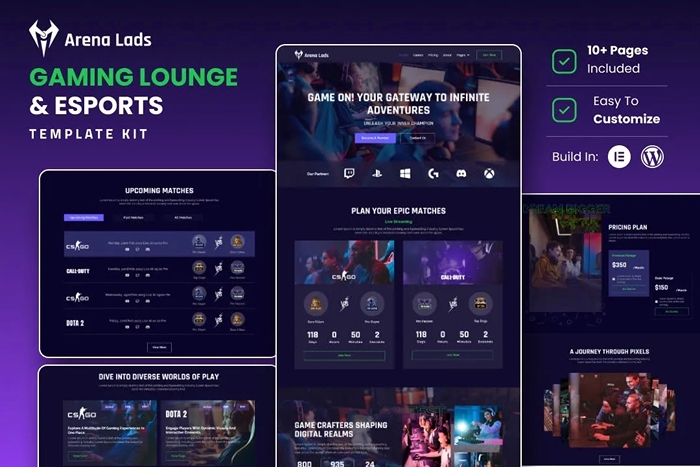 Arena Lads – Esports & Gaming Elementor Template Kit 1.0.0