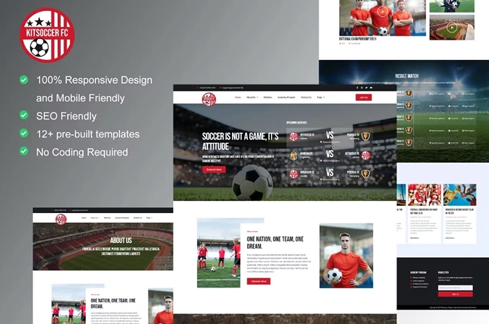 KitSoccer – Football Team & Sports Elementor Template Kit 1.0.0