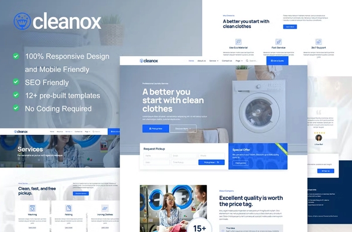 Cleanox – Laundry Service Elementor Template Kit 1.0.0