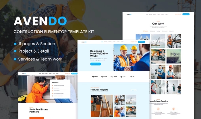 Avendo – Construction Elementor Template Kit 1.0.0
