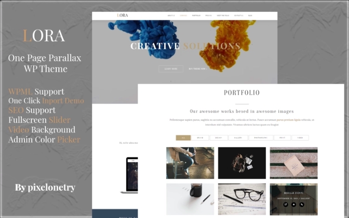 Lora – Creative One Page Parallax WordPress Theme 1.0