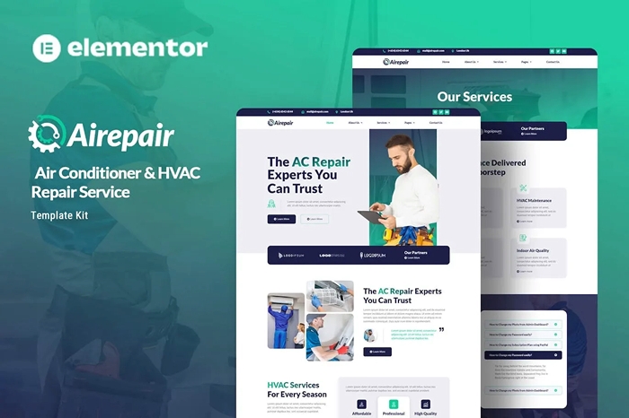 Airepair – Air Conditioner Repair Service Elementor Template Kit 1.0.0