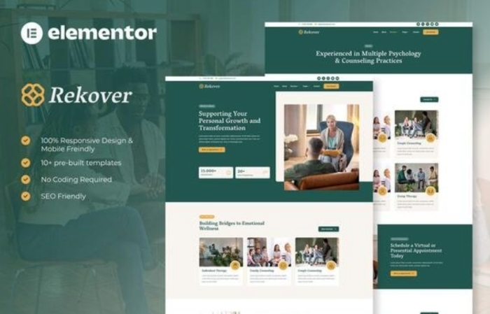 Rekover – Psychology & Counseling Elementor Template Kit 1.0.0