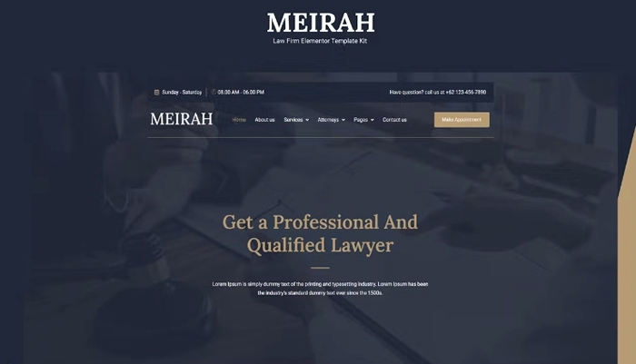 Meirah – Law Firm Elementor Template Kit 1.0.0