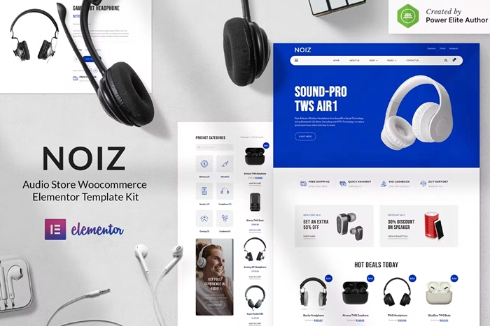 Noiz – Audio Store WooCommerce Elementor Template Kit 1.0.0