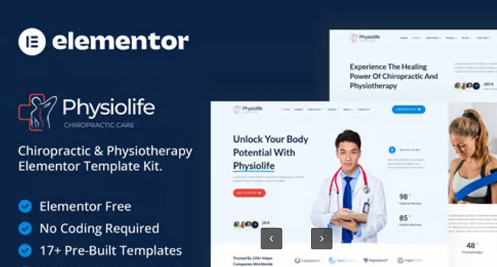 Physiolife – Chiropractic & Physiotherapy Elementor Template Kit 1.0.0