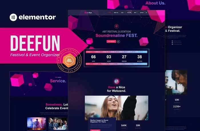 DeeFun – Festival & Event Organizer Elementor Template Kit 1.0.0