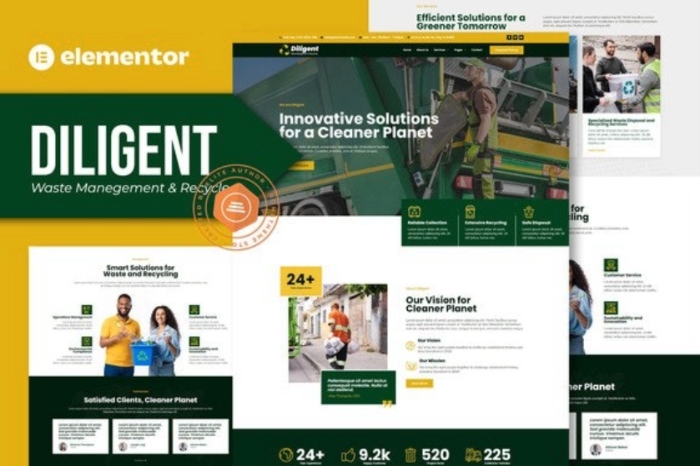 Diligent – Waste Management & Recycling Company Elementor Template Kit 1.0.0