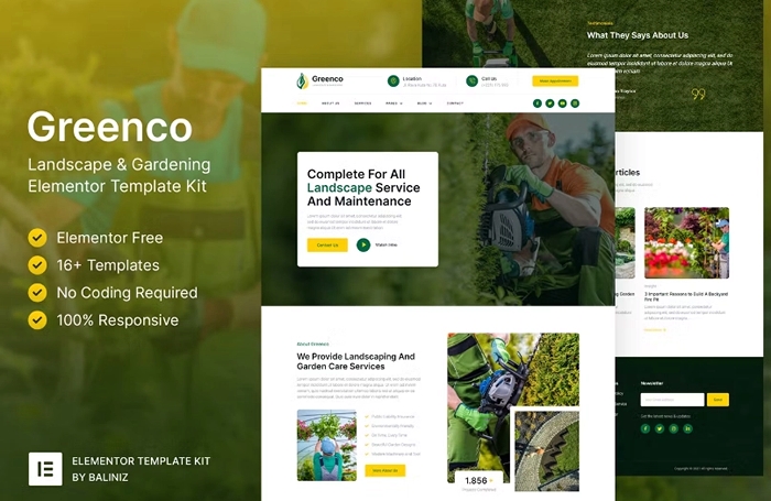 Greenco – Landscaping & Gardening Elementor Template Kit 1.0.0