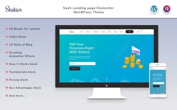 Statics – Finances Landing page with Blog Elementor WP Theme 1.1