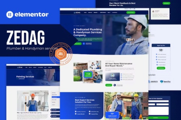 Zedag – Plumber & Handyman Services Elementor Pro Template Kit 1.0.0
